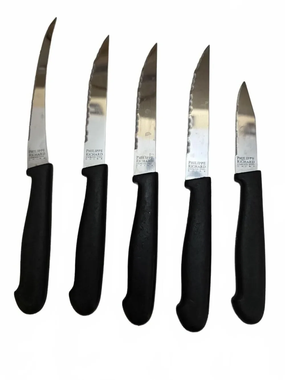 Philippe Richard 5 Piece Stainless Steel Knife Set Black Handles Kitchen Cutlery